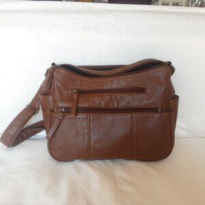 "Volganik Rock" Brown Soft PU Leather Shoulder Crossbody Purse Bag